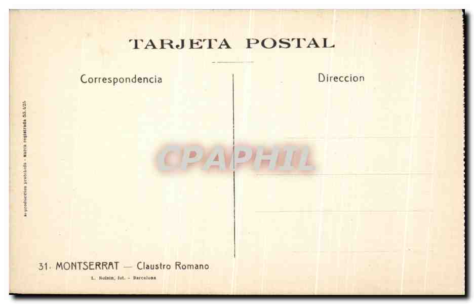 CPA Montserrat Claustro Romano — Rückseite