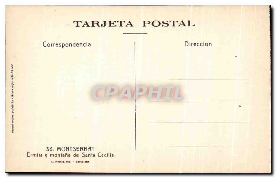 CPA Montserrat Ermita Montana de Santa Cecillia — Rückseite