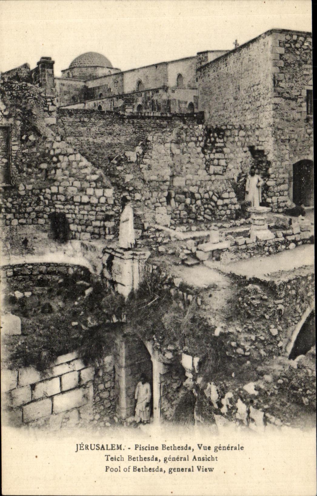 CPA Jerusalem Piscine Bethesda Vue Generale