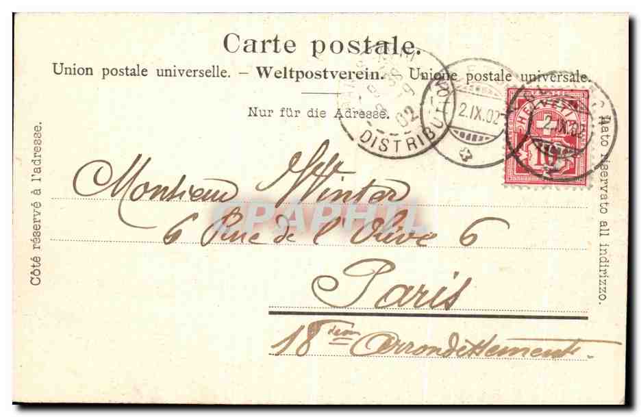 CPA Rhoneglescher Und Furkastrasse — Rückseite
