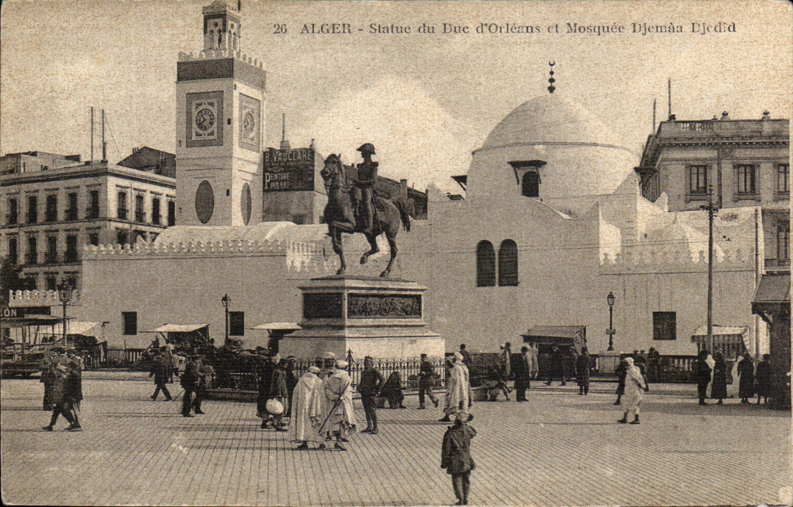 Algés - Statue du Duc d'Orléans et Mosquée Djemâa Djedid — éditeur Vauculère, n°26