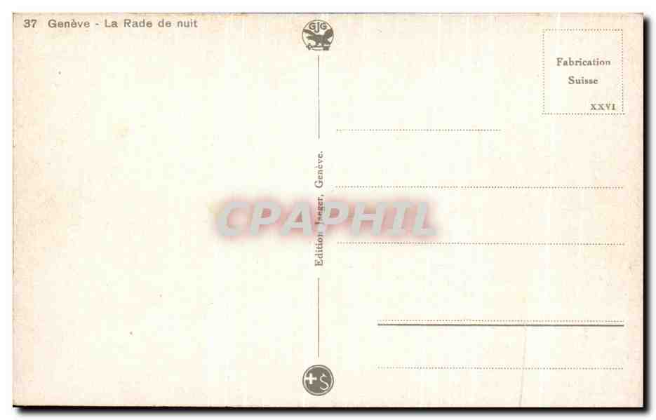 CPA Geneve La Rade de nuit — Rückseite