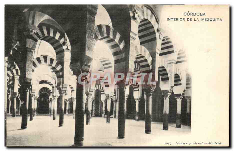 Córdoba — Intérieur de la mézquita — Hausser y Menet, Madrid, n° 1617