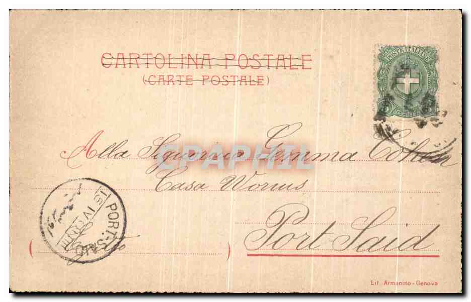 CPA Napoli Porto Mercantile Vesuvio Bateau — Rückseite