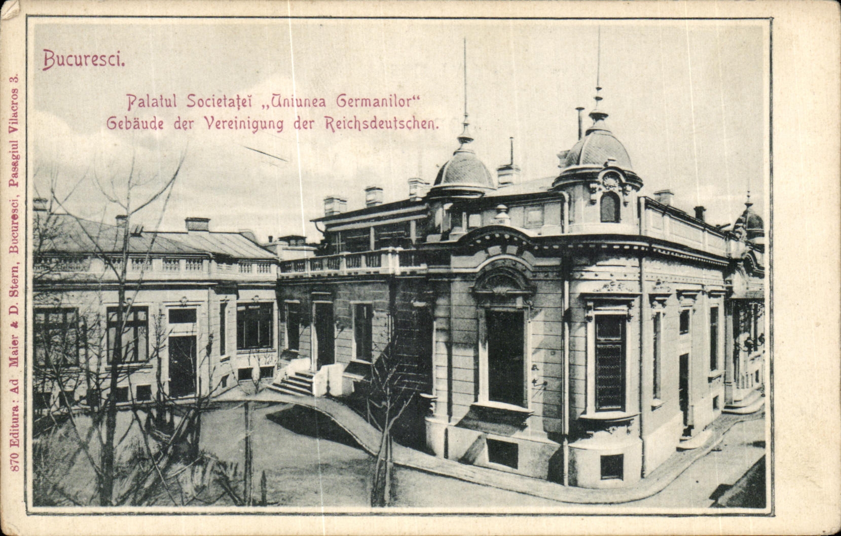 CPA Bucuresti Palatul Societafei Uniuenea Germanitor Roumanie