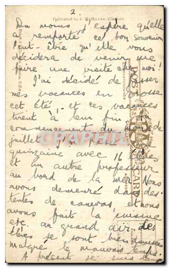 CPA War Memorial Clachan Kintyre Militaria — Rückseite