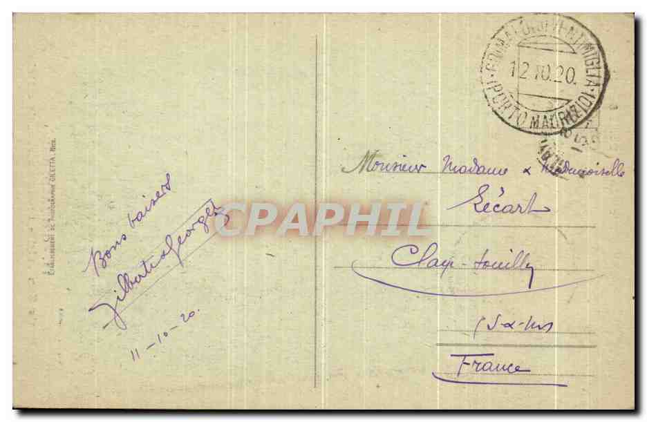 CPA Grimaldi Ponte San Luigi Frontiera Francia E Italia — Rückseite