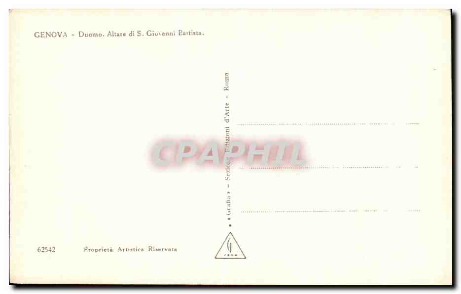 CPA Genova Duemo Altare di S Giovanni Batista — Rückseite