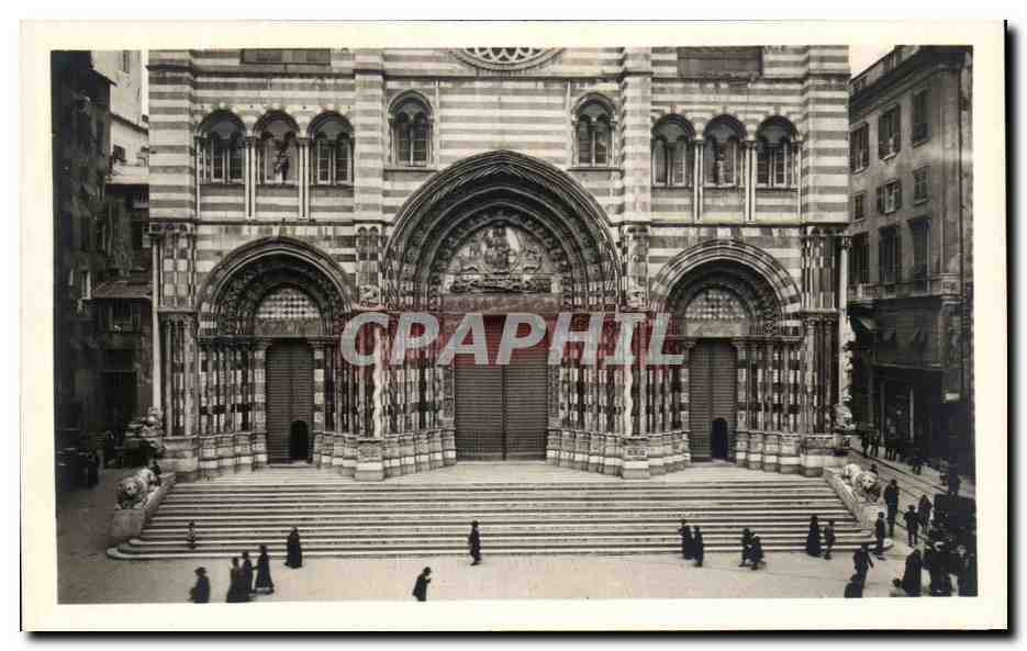 CPA Genova Duomo Particolare Della Facciate 