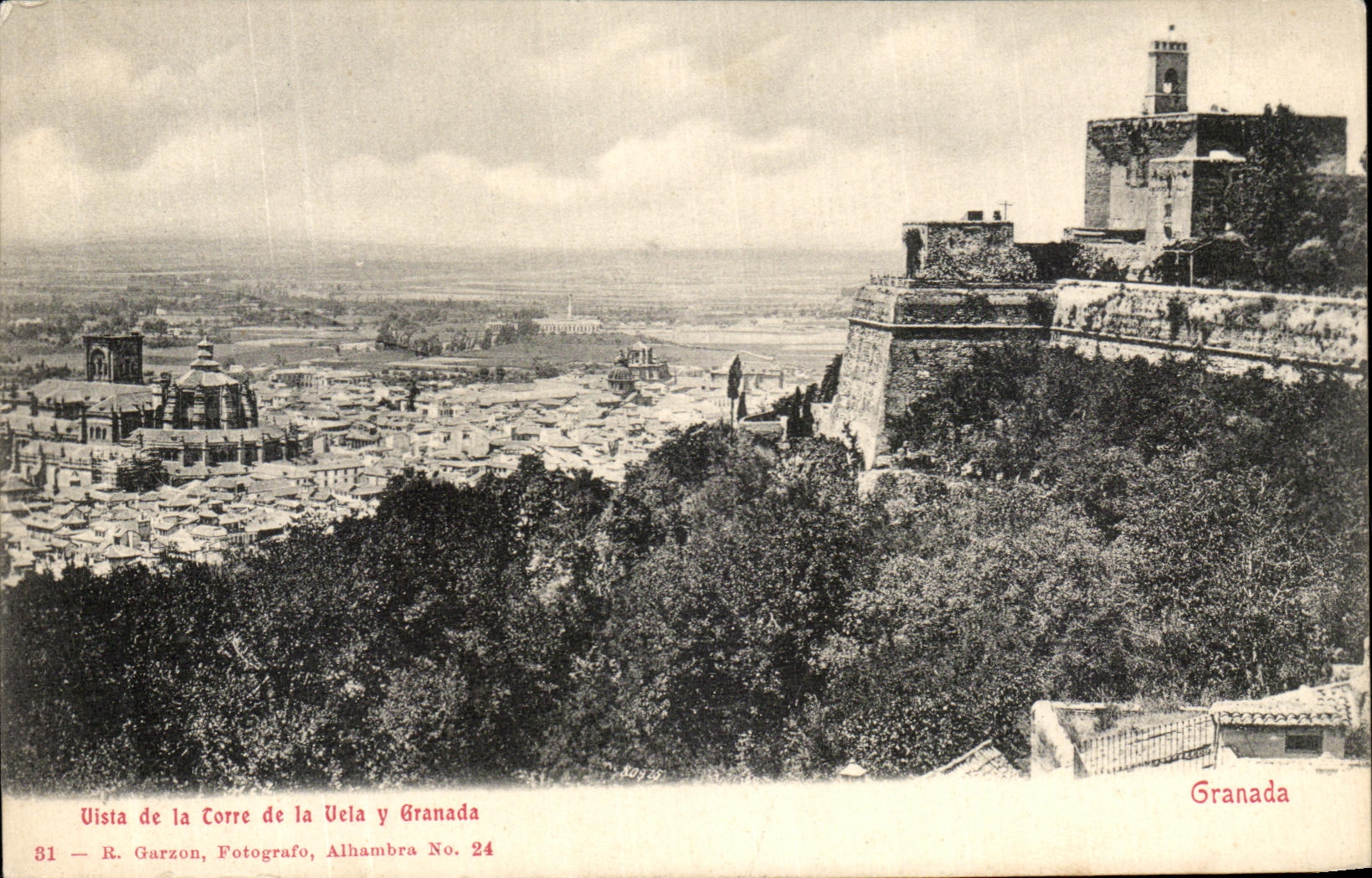 Vue de la Tour de la Vela et de Grenade — R. Garzon, Photographe, Alhambra No. 24