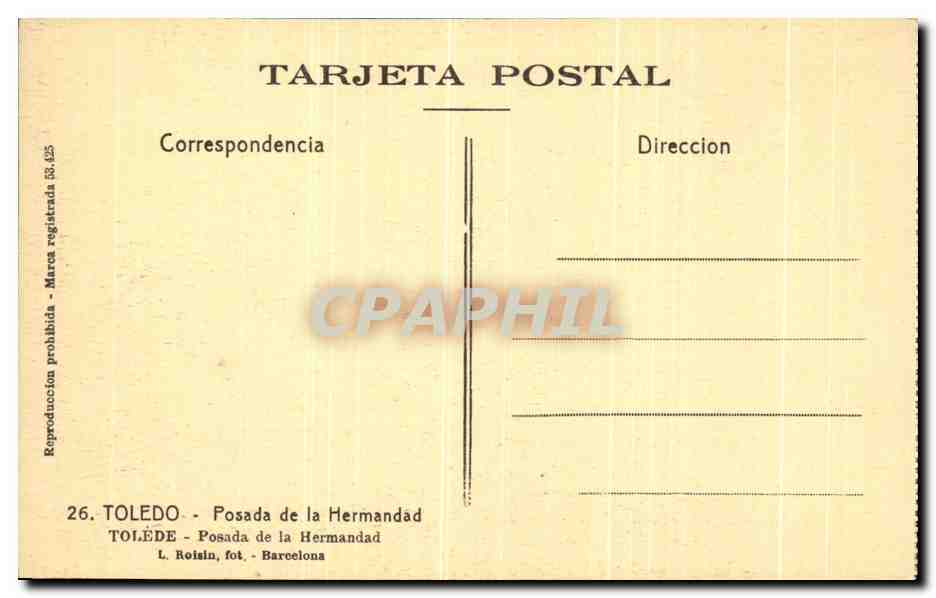 CPA Toledo Posada De La Hermandad  — Back