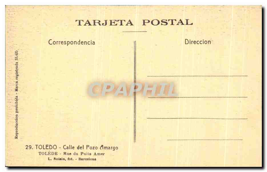 CPA Toledo Calle Del Pozo Amargo  — Rückseite