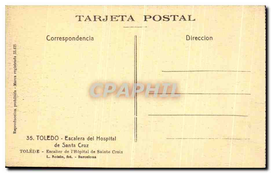 CPA Toledo Escalera Del Hospital De Santa Cruz — Rückseite