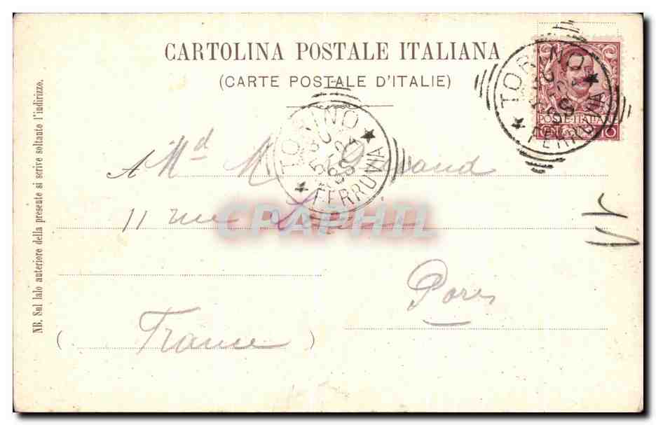 CPA Turin Place Vittorio Emanuele I — Rückseite