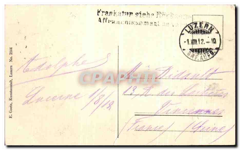 CPA Luzern Gutschbahn Hotel Gutsch  — Rückseite