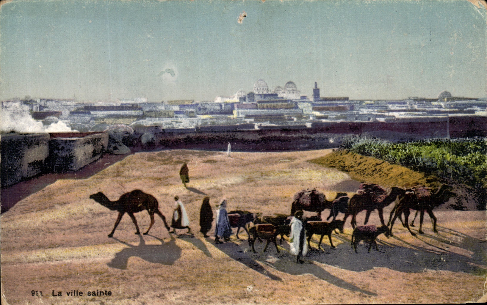 CPA la ville arabe chameaux