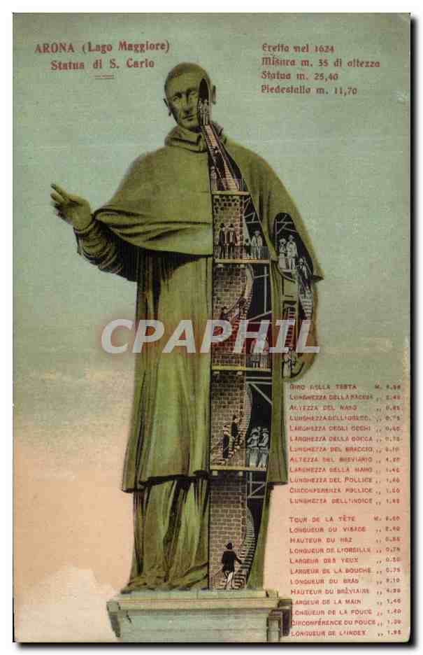 CPA Arona Statua di S Cario Lago Maggiore