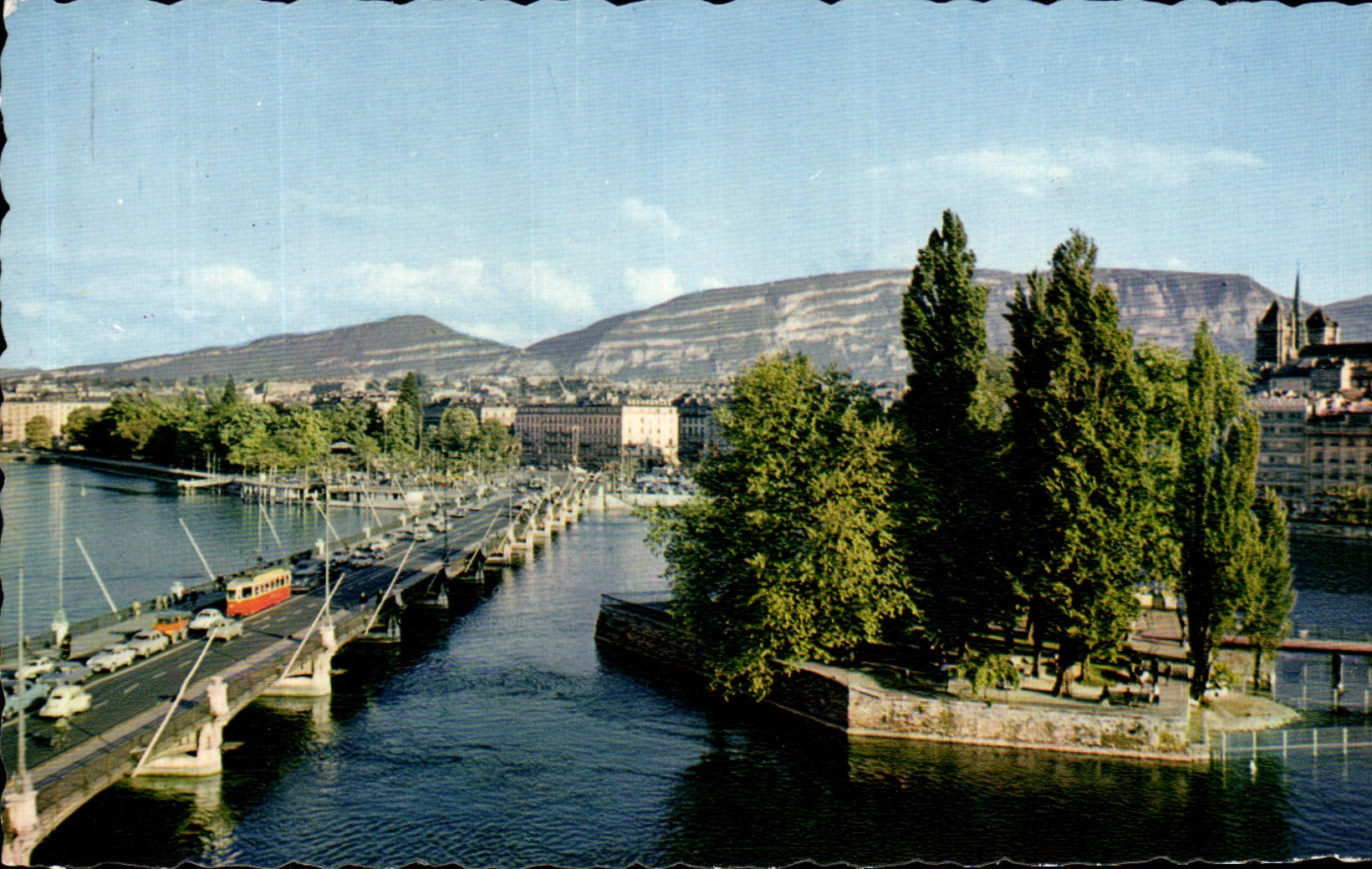 Pont du Mont-Blanc et l'Île Jean-Jacques Rousseau — Genève — Éditions Jaeger