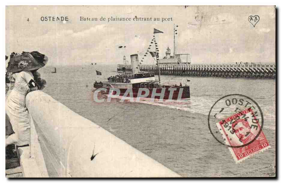 CPA Ostende Bateau de Plaisance entrant au Port