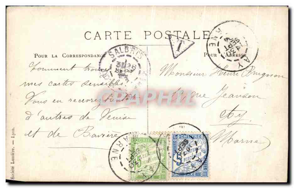 CARTE PHOTO Venise Palais des Doges — Verso