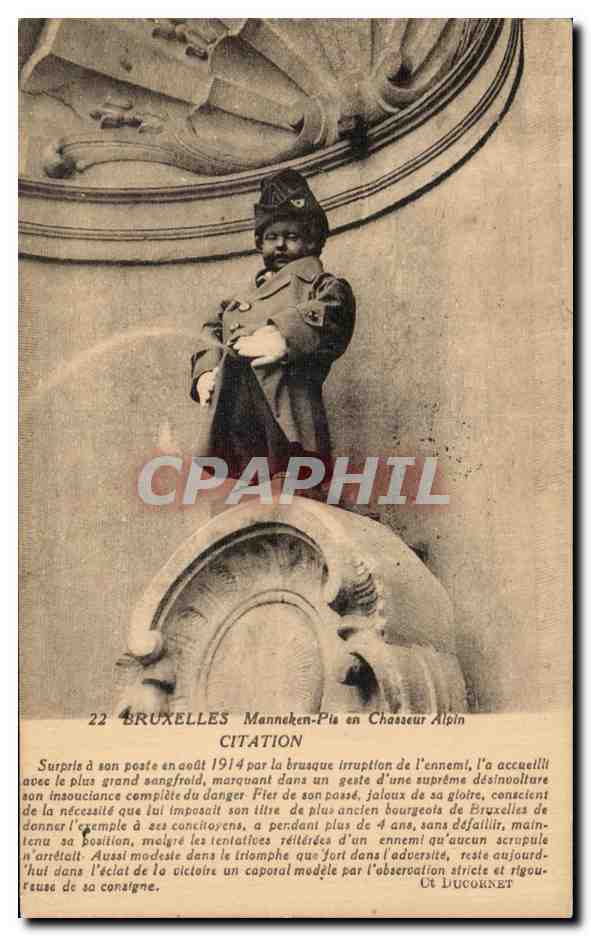 CPA Bruxelles Manneken Pis Chasseur alpin 