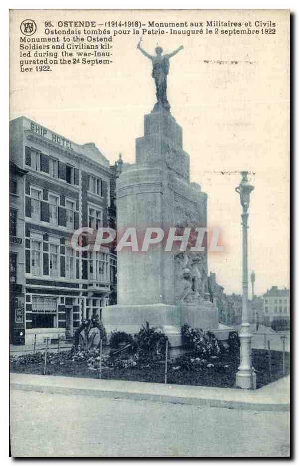 Ostende — Monument aux Militaires et Civils tombés pour la Patrie — inauguré le 2 septembre 1922