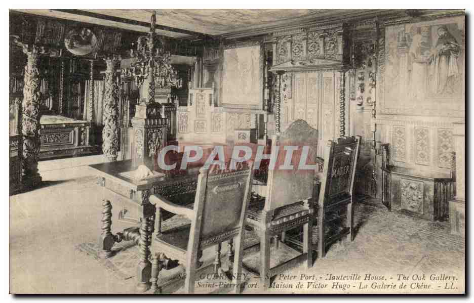 CPA Guernsey St Peter Port Hauteville House Te oak gallery Maison de victor Hugo