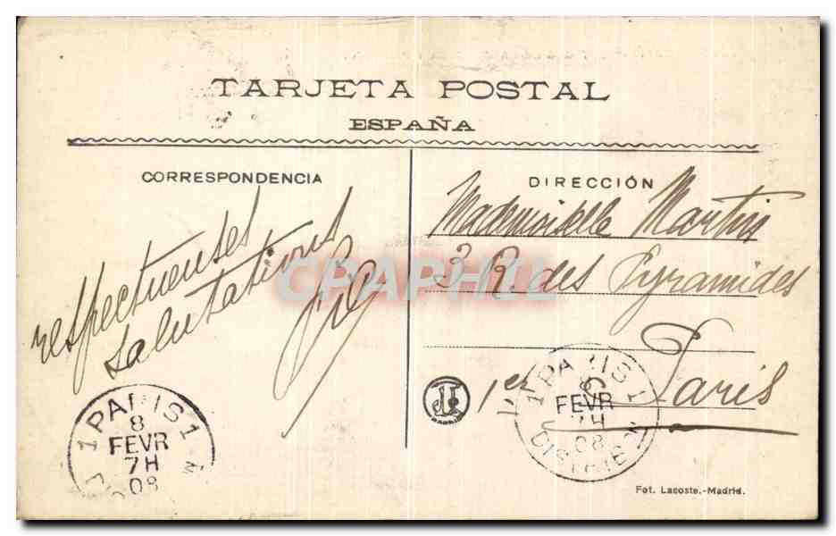 CPA Madrid Entnada De La Moncloa Parisiana — Rückseite