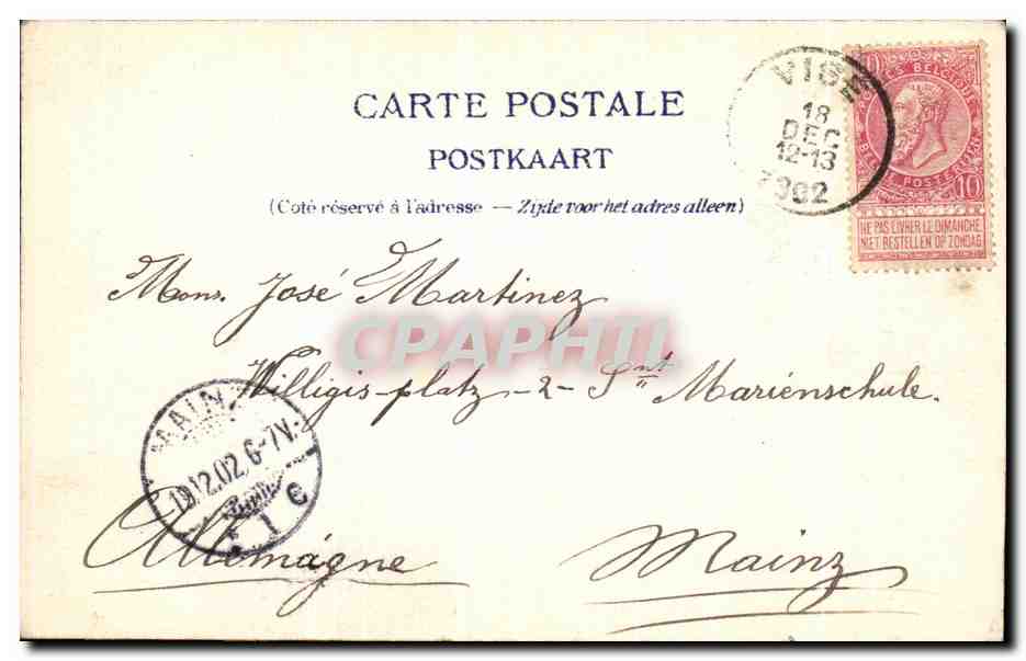CPA Vise Pensionnat des Soeurs de Notre Dame — Rückseite