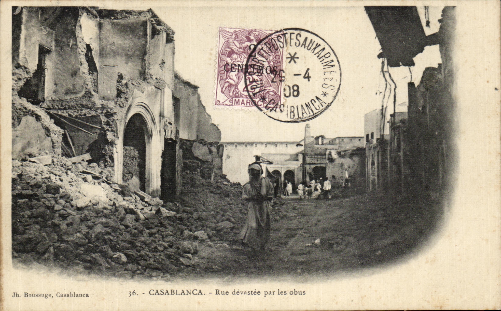 Casablanca — Straat vernietigd door granaten — Jh. Boussuge, n°36