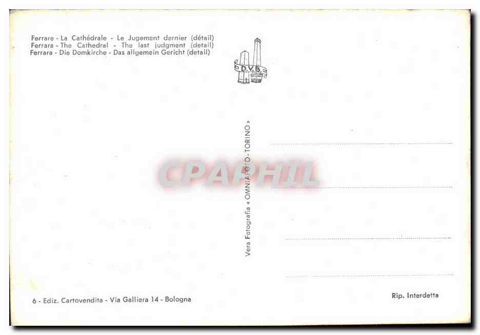 CPA Cattedrale Giudizia Universale Ferrara — Rückseite