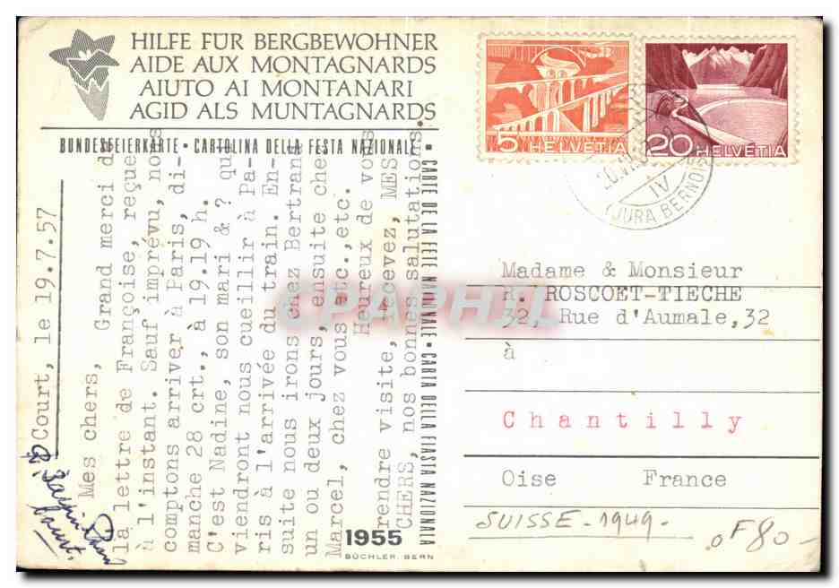 CPSM Aide aux montagnards Berger et vaches — Rückseite