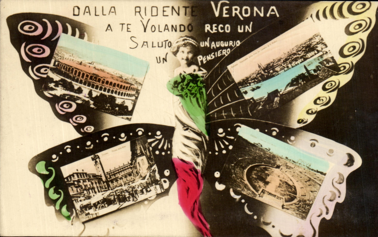 CPA Verona Dalla Ridente A Te Volando Papillon 