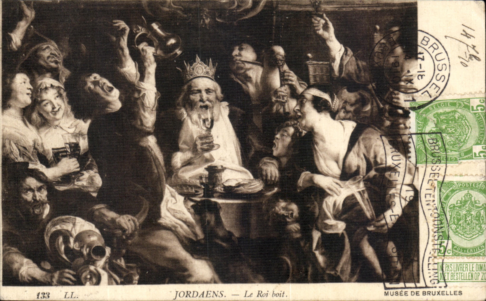 CPA Jordaens Le Roi Boit Musee de Bruxelles