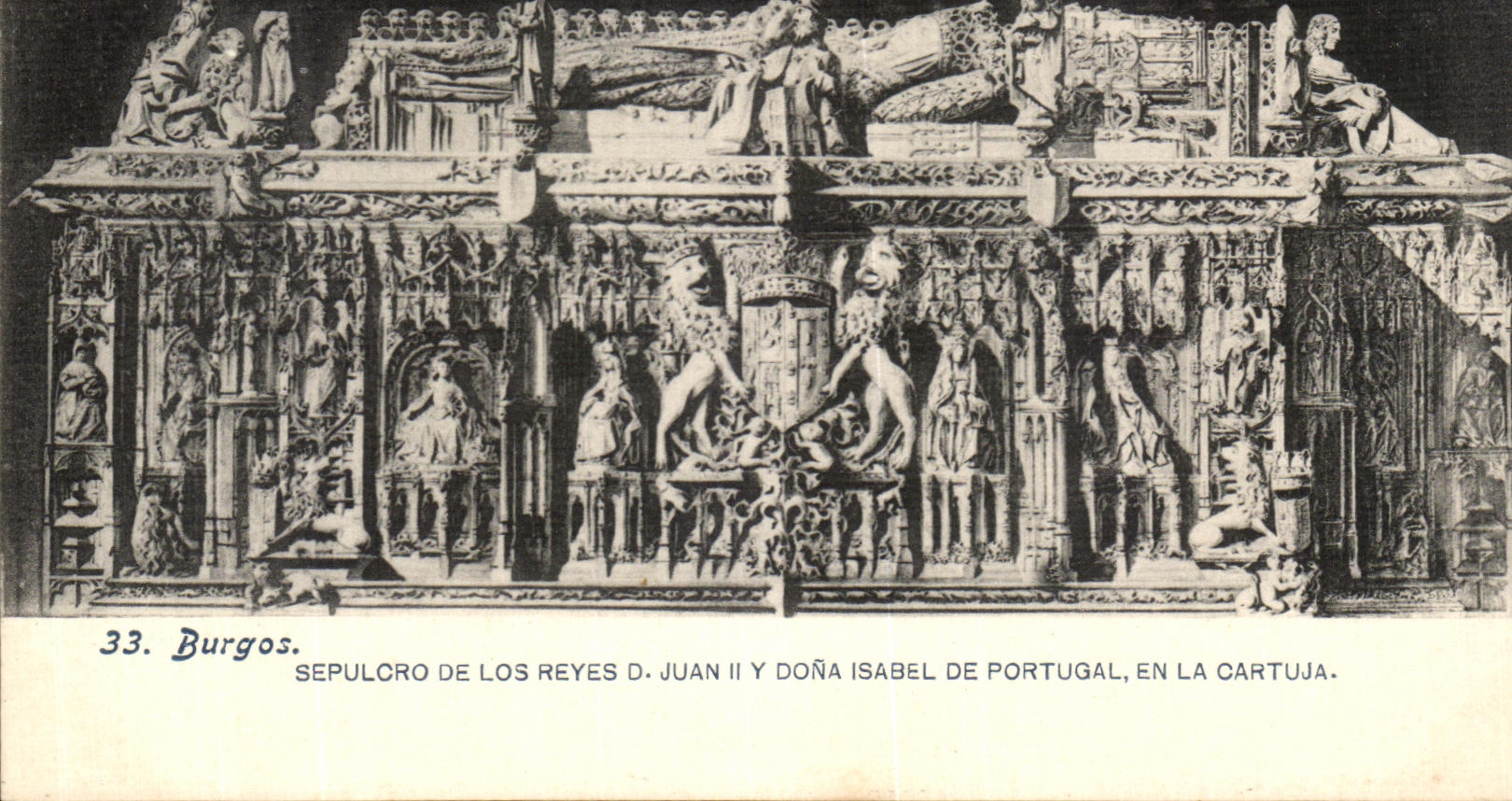 Burgos — Grab der Könige D. Juan II und Doña Isabel de Portugal, in der Kartuja — Phototypie Lacoste, Madrid