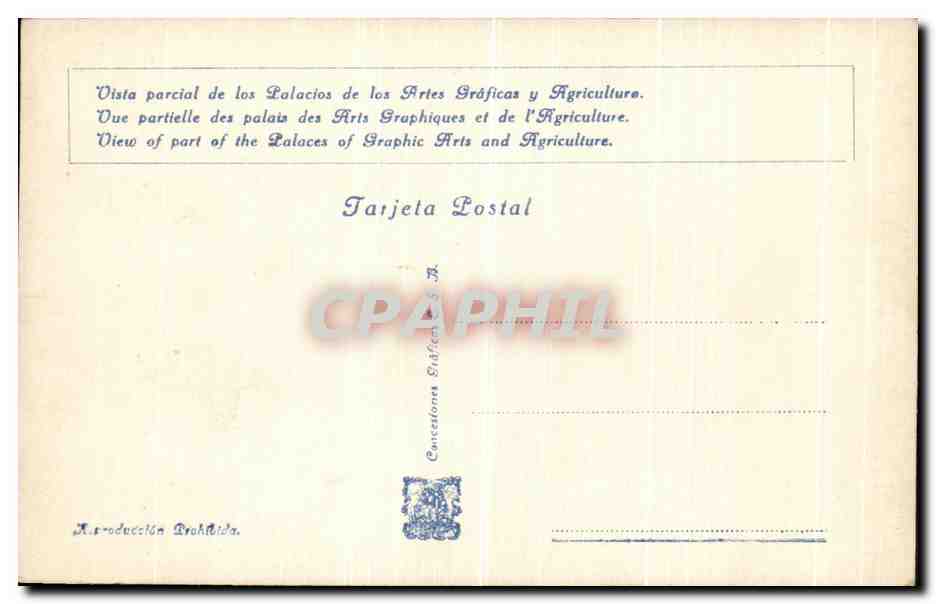 CPA Expostion International de Barcelona 1929 — Rückseite