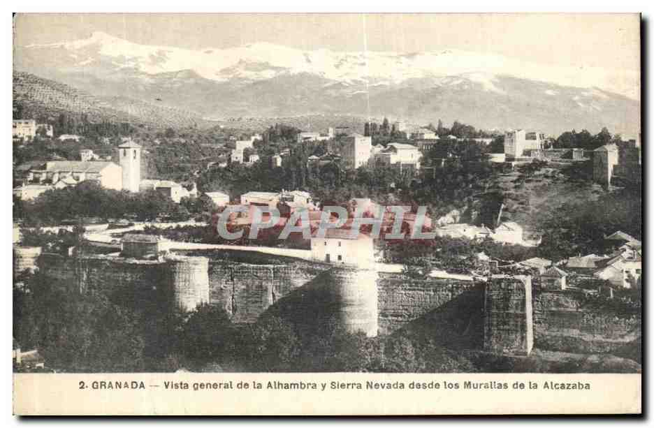 CPA Granada Vista generale de la Athambra Sterra Nevada desda los Murallas de la Alcazaba