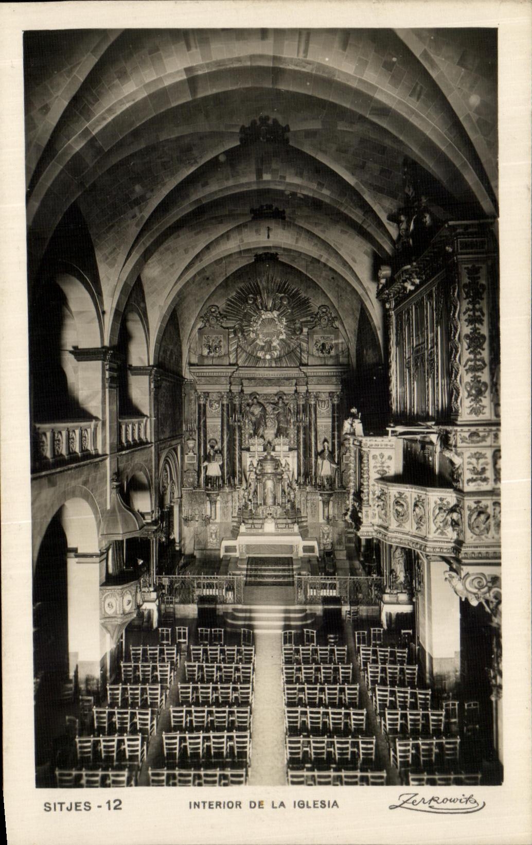 CPA Sitjes Interior de la Iglesia