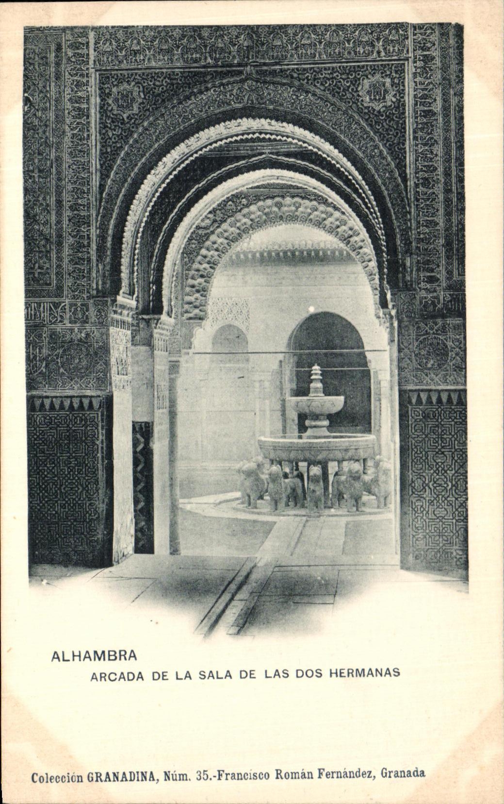 Alhambra — Arcada de la Sala de las Dos Hermanas — Collection Granadina, Núm. 35, Francisco Román Fernández, Granada