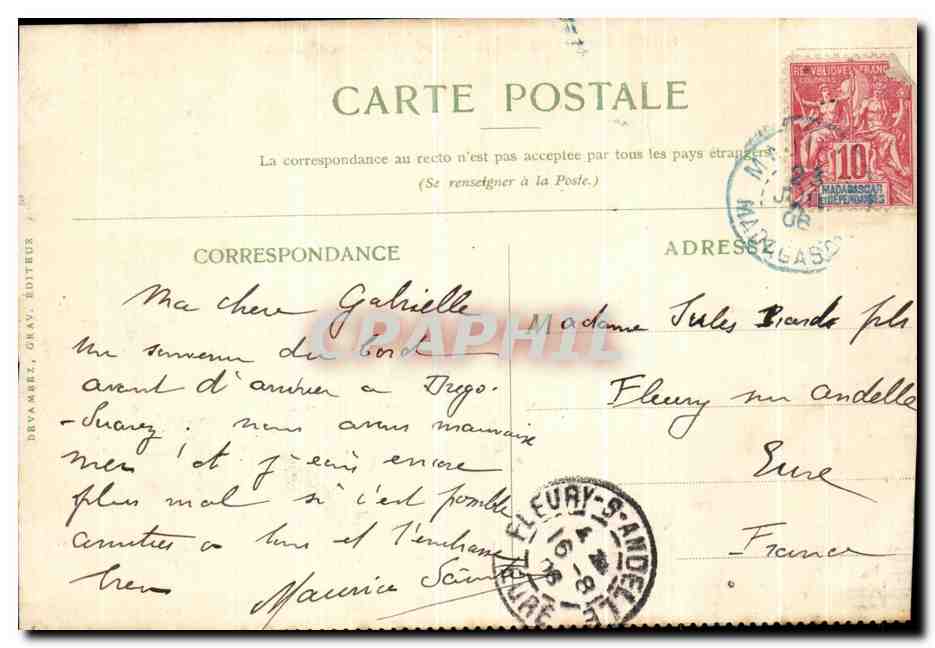 CPA Hutte Indigene Pays Kikuyu Via Mombasa Compagnie Des Messageries Maritimes Maurice Levis Kenya — Rückseite