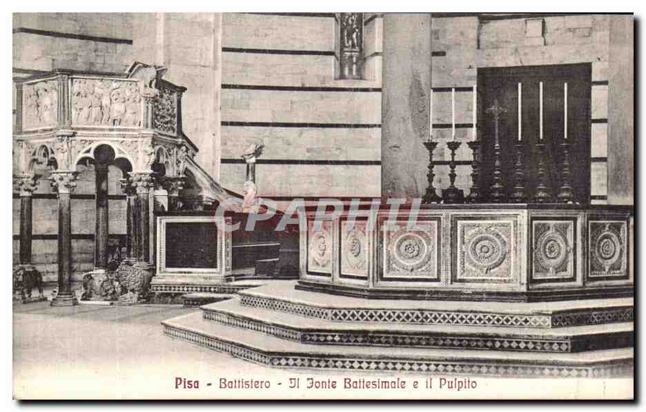 CPA Pisa Battistero Hi Fonte Battesimate e il Pulpito