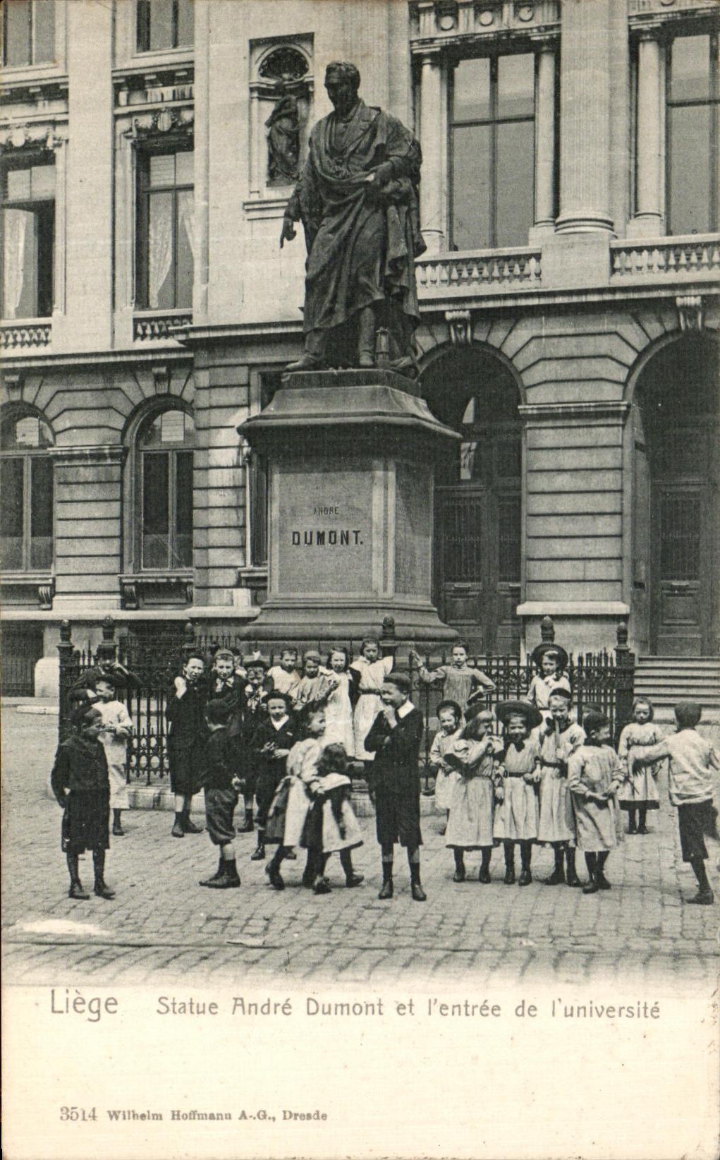 Liège - Statue André Dumont et l'entrée de l'université — Wilhelm Hoffmann A.-G., Dresde, n° 3514