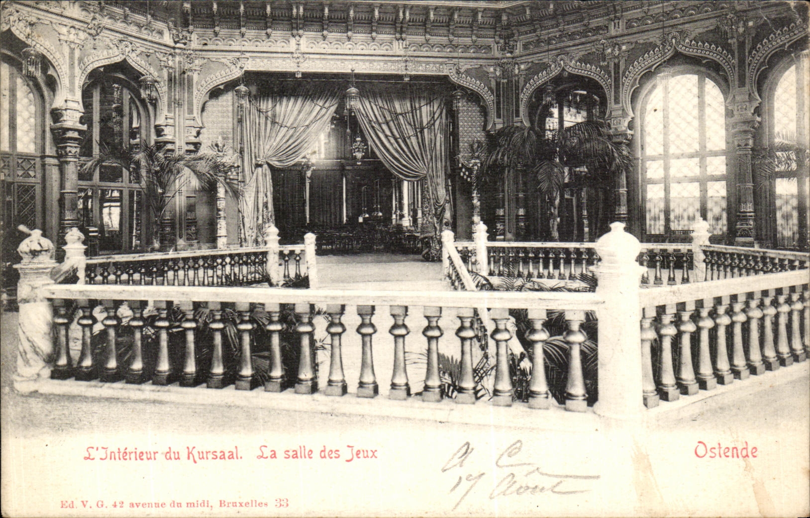 CPA Ostende Le Kursaal la terrasse Le salle des Jeux 