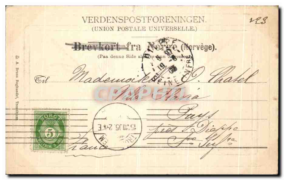 CPA Sparebanken Trondhjem Norvege  — Verso