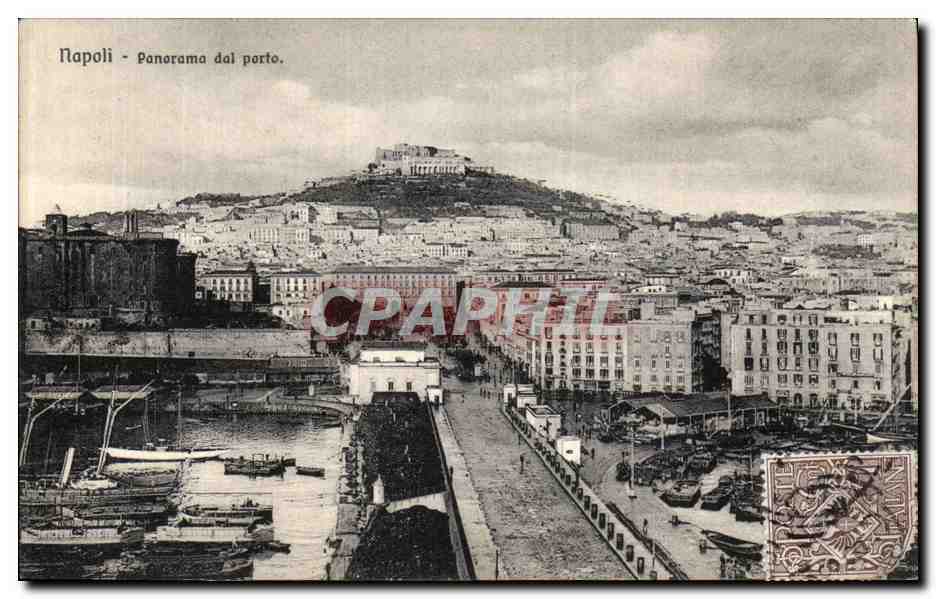 CPA Napoli Panorama dal Porto Bateau