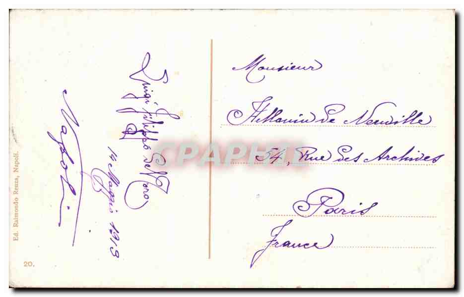 CPA Napoli Piazzo dei Martiri  — Rückseite