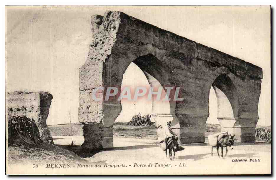 CPA Meknes Ruines des Remparts Porte de Tanger 