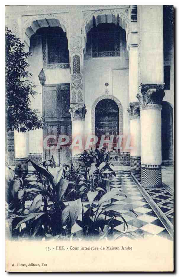 CPA Fez Cour interieur de Maison Arabe 