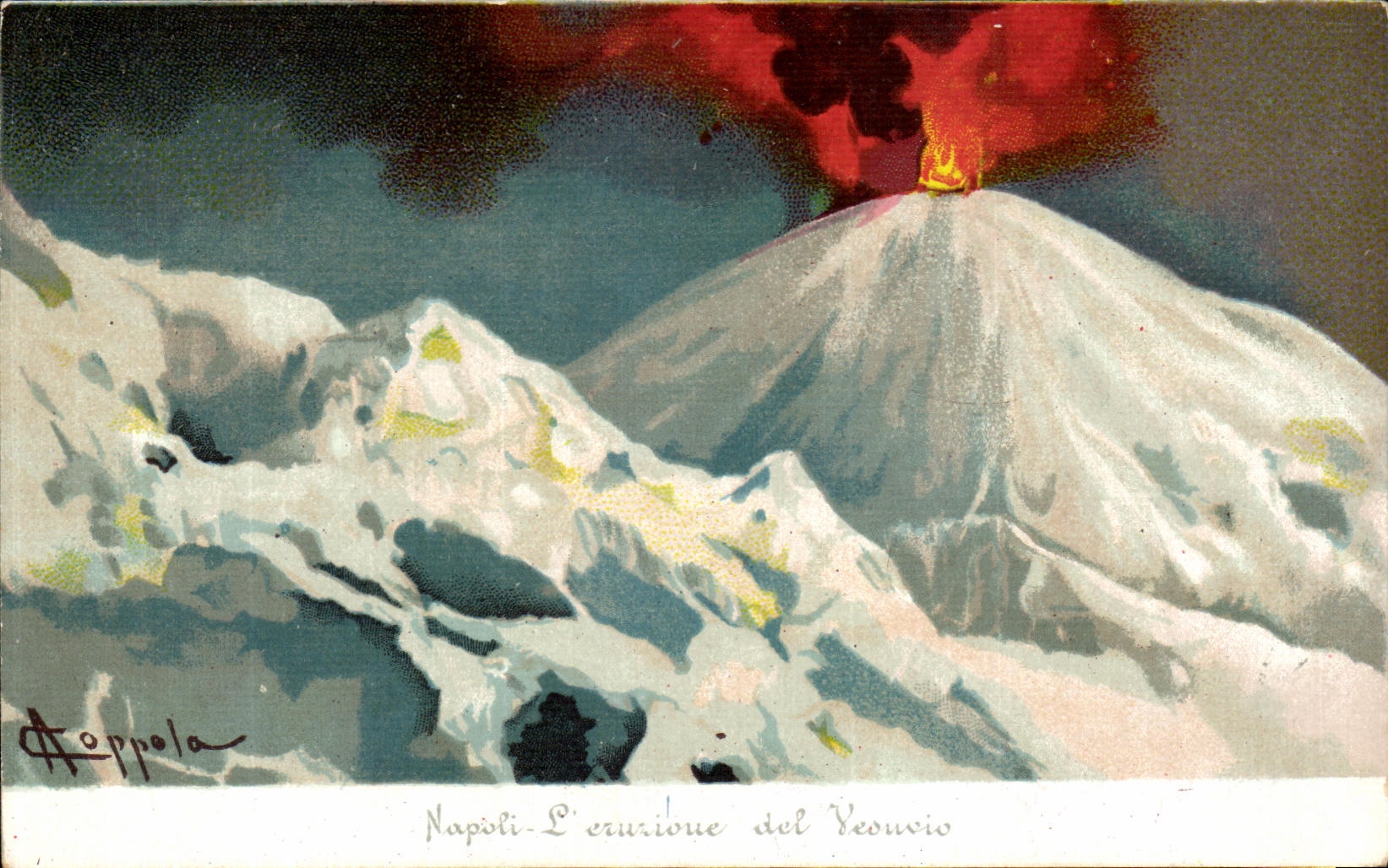 CPA Napoli L eruzione del Vesuvio Volcan