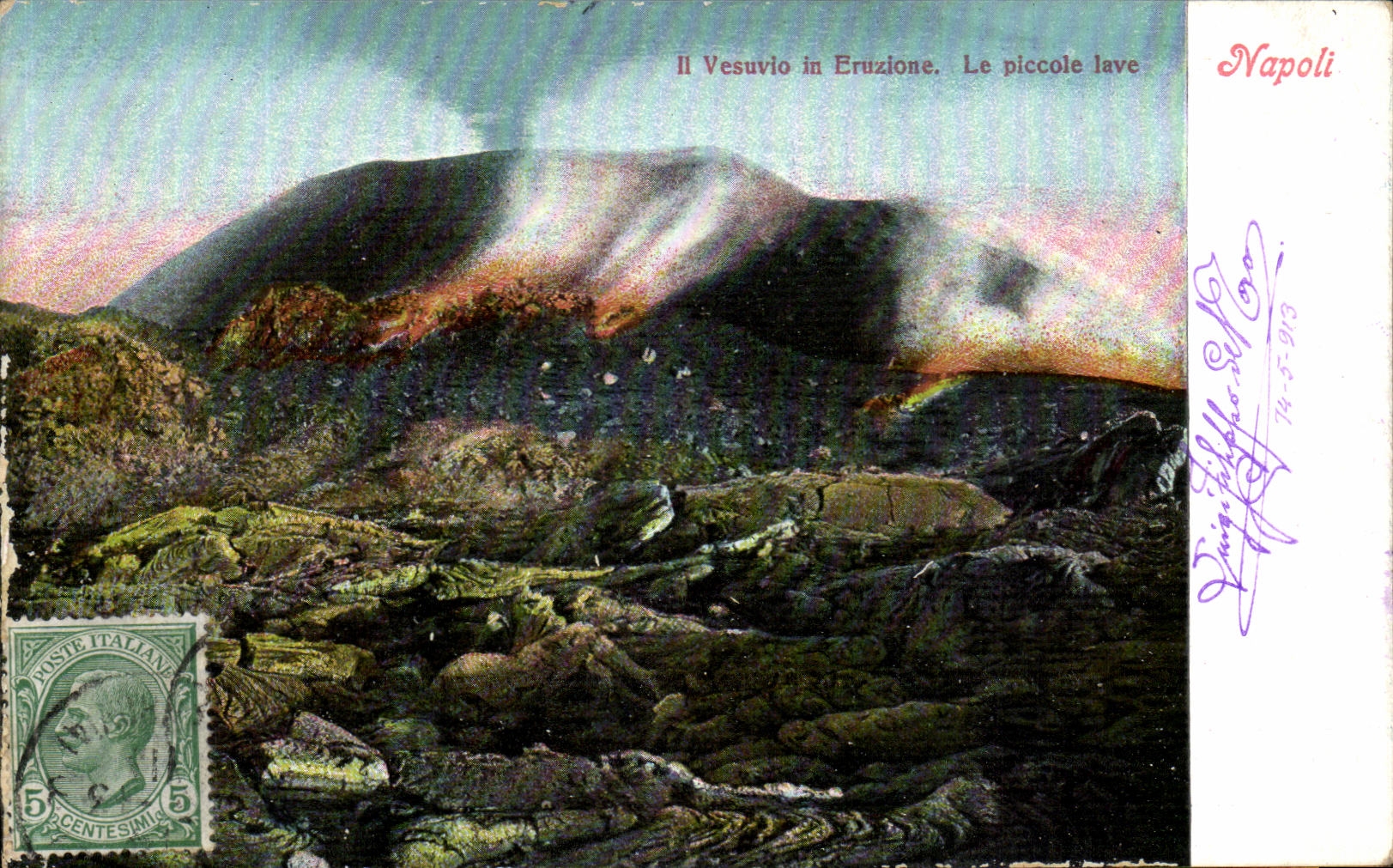 CPA Napoli Il Vesuvio in Eruzione Le Piccole Lave Volcan